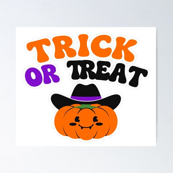 Item preview, Trick Or Treat Cowboy Pumpkin Halloween Text designed and sold by Custom Crest.