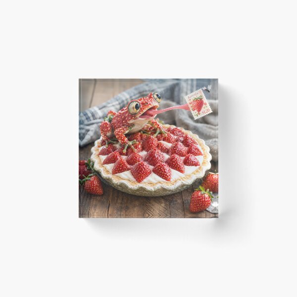 Item preview, Cute Strawberry Frog & Cream Pie Pattern designed and sold by zenjiinspired.