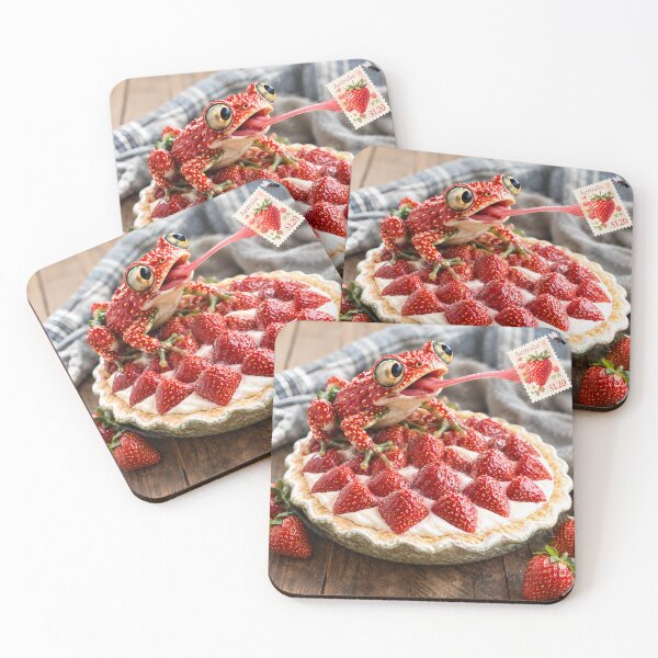 Item preview, Cute Strawberry Frog & Cream Pie Pattern designed and sold by zenjiinspired.