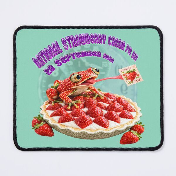 Item preview, Cute Strawberry Frog & Cream Pie Pattern designed and sold by zenjiinspired.