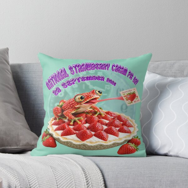 Item preview, Cute Strawberry Frog & Cream Pie Pattern designed and sold by zenjiinspired.