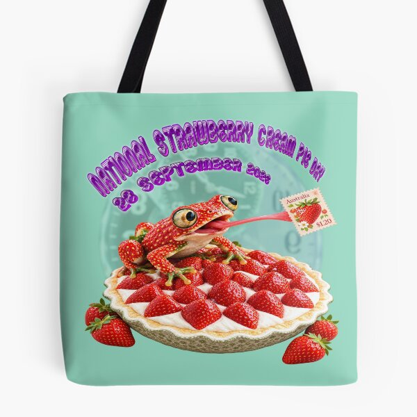 Item preview, Cute Strawberry Frog & Cream Pie Pattern designed and sold by zenjiinspired.