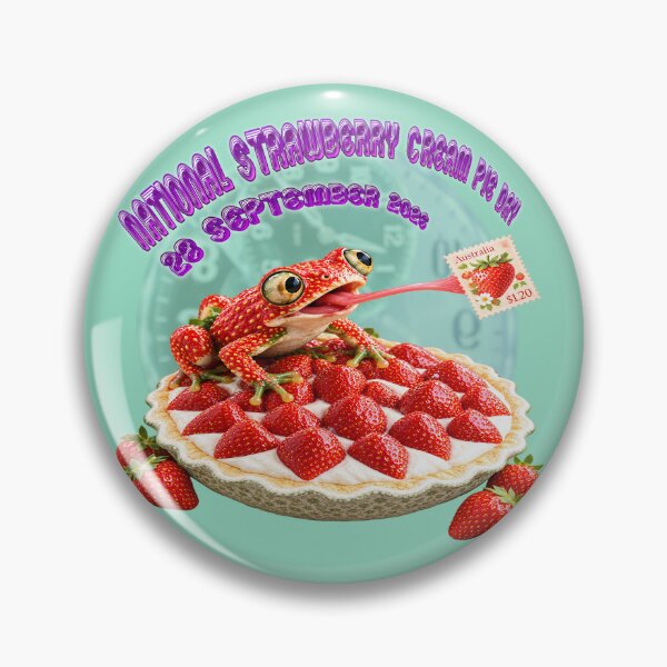 Item preview, Cute Strawberry Frog & Cream Pie Pattern designed and sold by zenjiinspired.
