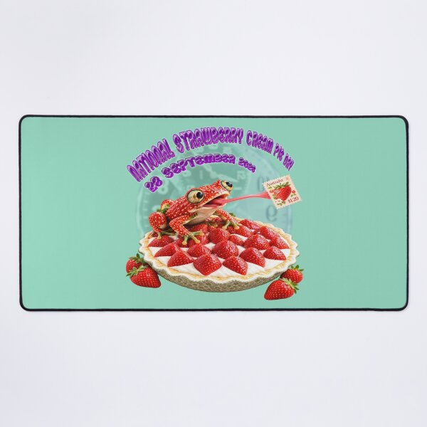 Item preview, Cute Strawberry Frog & Cream Pie Pattern designed and sold by zenjiinspired.