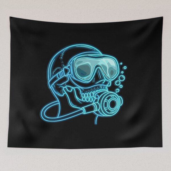 Item preview, Scuba Diving Skull Neon Diver's Skull designed and sold by Loona97.