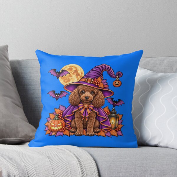 Item preview, Brown Poodle Halloween Witch Costume & Spooky Pumpkin designed and sold by PixelsPaws.