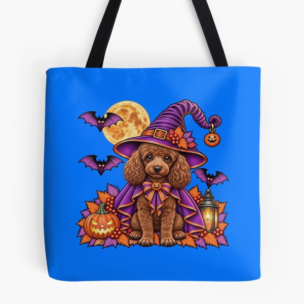 Item preview, Brown Poodle Halloween Witch Costume & Spooky Pumpkin designed and sold by PixelsPaws.