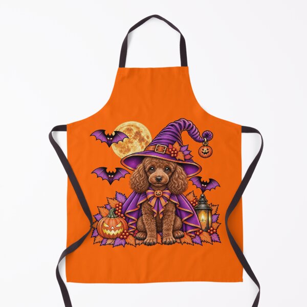 Item preview, Brown Poodle Halloween Witch Costume & Spooky Pumpkin designed and sold by PixelsPaws.