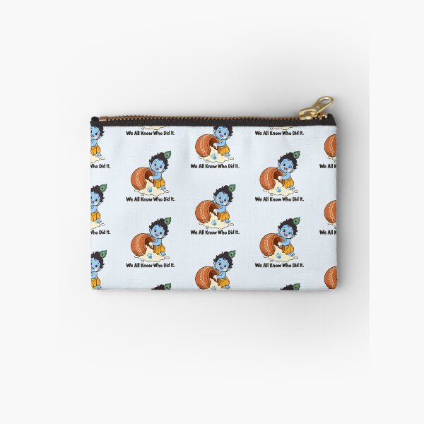 Item preview, We All Know Who Did It – Makhan Chor Butter Thief Krishna Leela Peacock Feather Illustration designed and sold by Fanverse Merchandise.