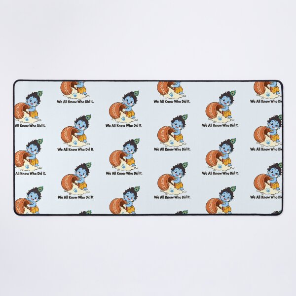 Item preview, We All Know Who Did It – Makhan Chor Butter Thief Krishna Leela Peacock Feather Illustration designed and sold by Fanverse Merchandise.