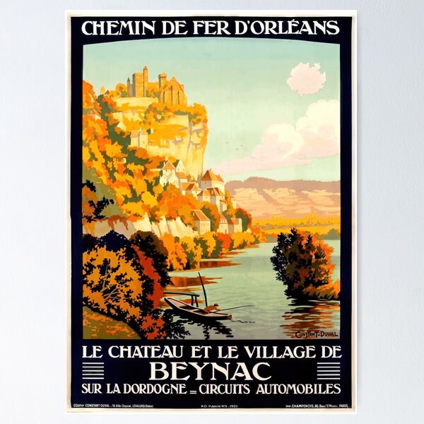 Item preview, Vintage Travel Poster | Chemin de Fer d'Orléans 1923 | Beynac | Dordogne River | Constant Duval | French Railway Art designed and sold by artofuniverse.