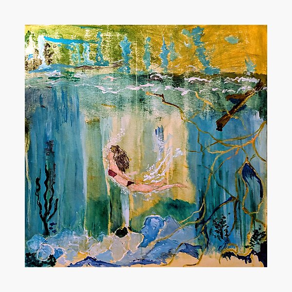 Item preview, Bathing woman enjoying underwater world  designed and sold by MiraBlue.