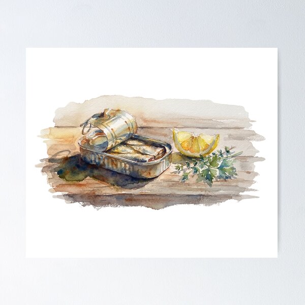 Item preview, Vintage Watercolour Sardine Tin Art designed and sold by made by Golightly x.