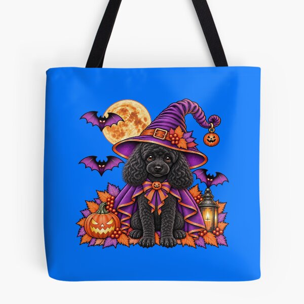 Item preview, Black Poodle Halloween Witch Costume & Spooky Pumpkin designed and sold by PixelsPaws.