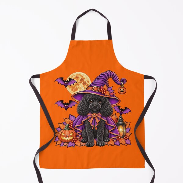 Item preview, Black Poodle Halloween Witch Costume & Spooky Pumpkin designed and sold by PixelsPaws.