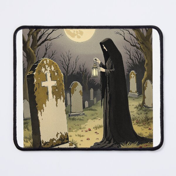 Item preview, Veiled Lady in the Graveyard, Victorian Halloween Print designed and sold by GildedFolio.