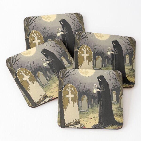 Item preview, Veiled Lady in the Graveyard, Victorian Halloween Print designed and sold by GildedFolio.