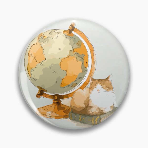 Item preview, Cute Cat Sitting on Book with Globe Watercolor Illustration designed and sold by maewjpho.