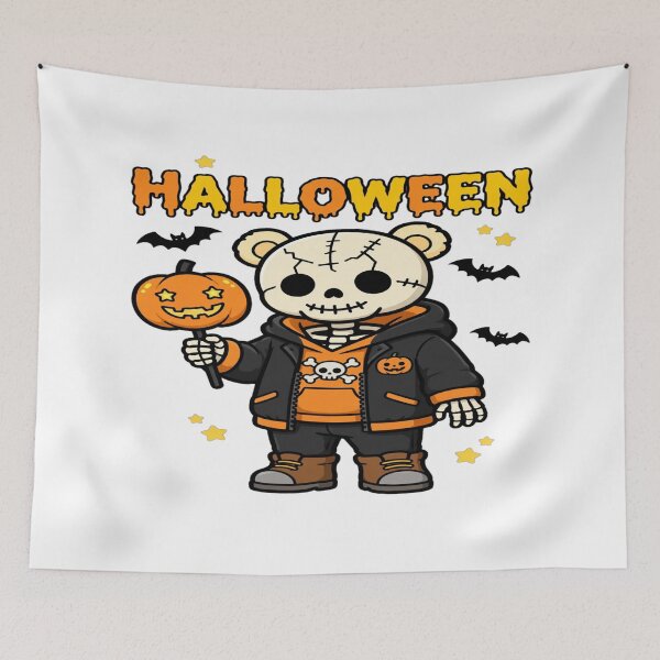 Item preview, Halloween Skeleton Teddy Bear Pumpkin Lollipop designed and sold by Custom Crest.