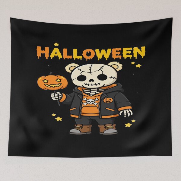 Item preview, Halloween Skeleton Teddy Bear Pumpkin Lollipop designed and sold by Custom Crest.