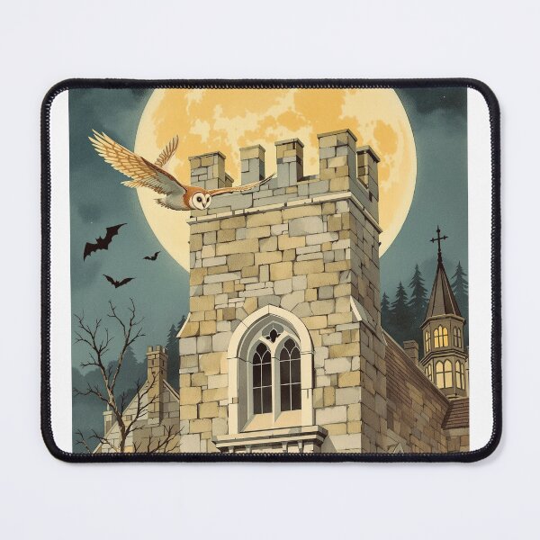 Item preview, Barn Owl and Harvest Moon, Vintage Halloween Print designed and sold by GildedFolio.
