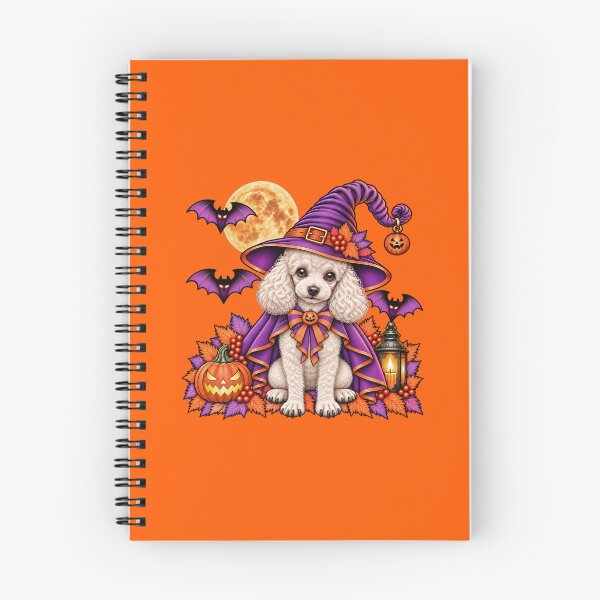 Item preview, White Poodle Halloween Witch Costume & Spooky Pumpkin designed and sold by PixelsPaws.