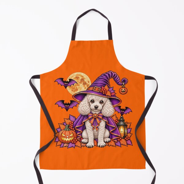 Item preview, White Poodle Halloween Witch Costume & Spooky Pumpkin designed and sold by PixelsPaws.