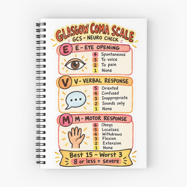 Item preview, Glasgow Coma Scale Drawn Study Aid Nursing Student Sticker designed and sold by isokinetic.