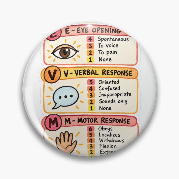Item preview, Glasgow Coma Scale Drawn Study Aid Nursing Student Sticker designed and sold by isokinetic.