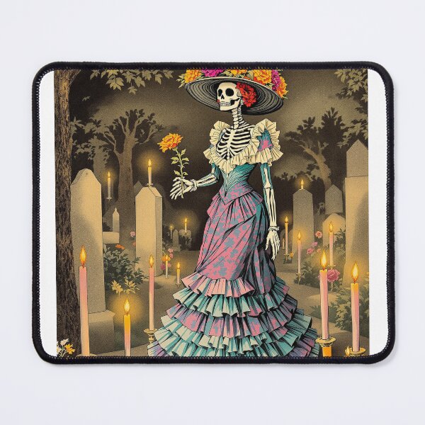 Item preview, La Catrina with Marigolds, Day of the Dead Wall Art designed and sold by GildedFolio.