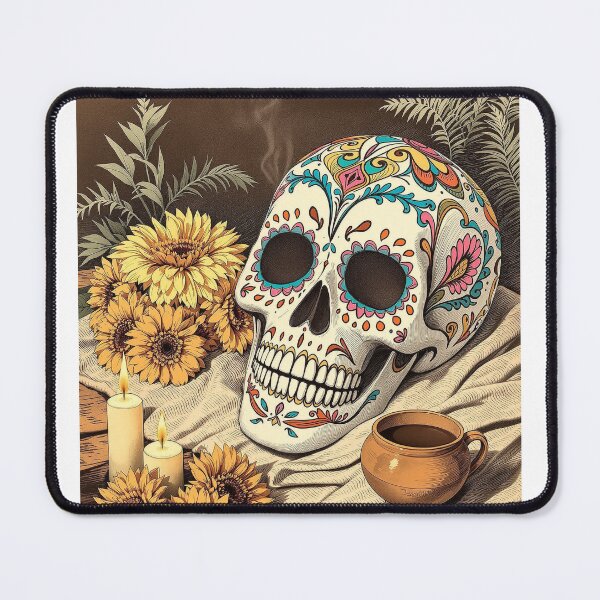 Item preview, Sugar Skull and Hot Chocolate, Day of the Dead Print designed and sold by GildedFolio.