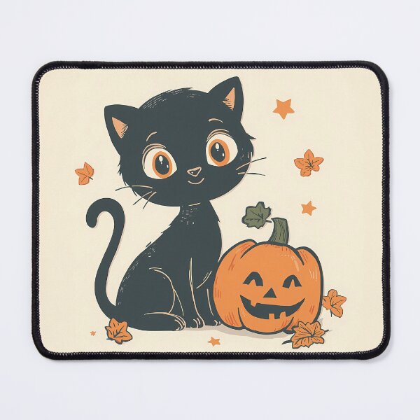 Item preview, Big-Eyed Black Cat and Jack-o'-Lantern - Cute Spooky Season Sticker designed and sold by Lu7u.