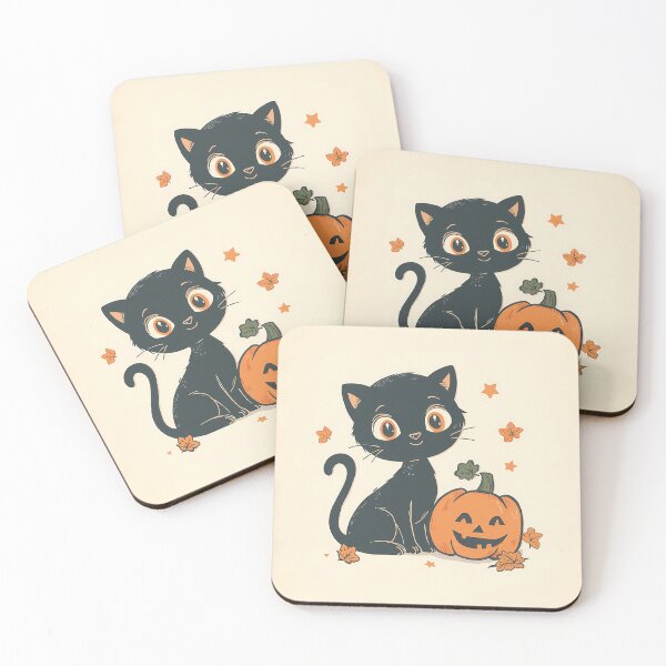 Item preview, Big-Eyed Black Cat and Jack-o'-Lantern - Cute Spooky Season Sticker designed and sold by Lu7u.