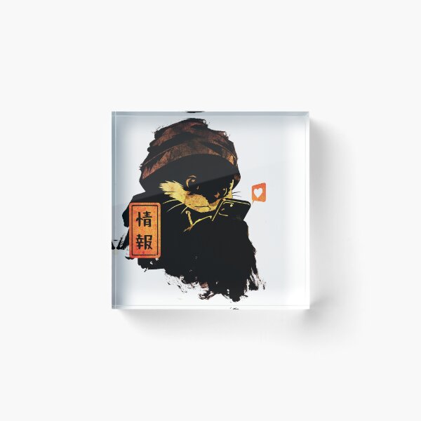 Item preview,  Japanese Ink Cat Obsessed With Phone – Sumi-e Wall Art designed and sold by AnmForge.