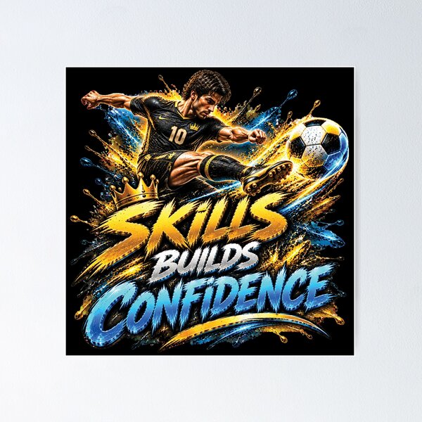 Item preview, Skills Build Confidence | Soccer Football Motivation Design designed and sold by M. Mamdouh Artworks.