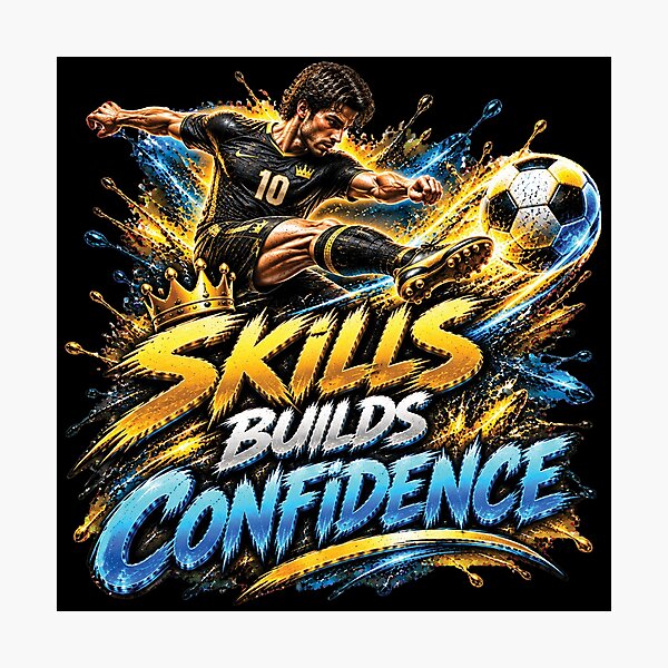 Item preview, Skills Build Confidence | Soccer Football Motivation Design designed and sold by M. Mamdouh Artworks.