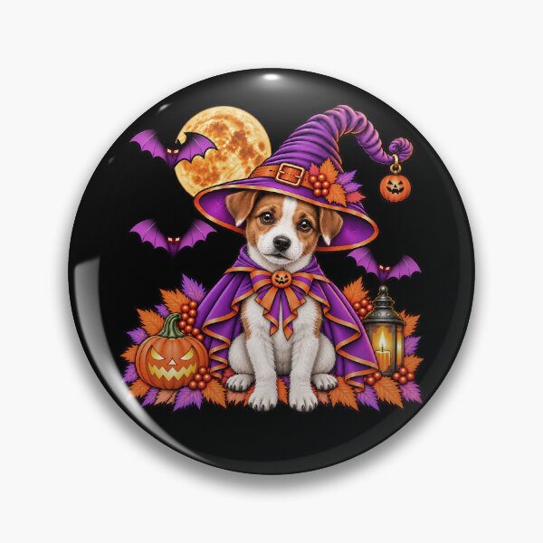 Item preview, Jack Russell Halloween Witch Costume & Spooky Pumpkin designed and sold by PixelsPaws.