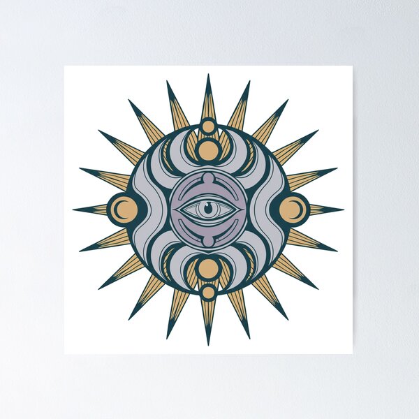 Item preview, Mystical Sun and Moon Eye – Celestial Boho Cosmic Art designed and sold by Apex Designs.