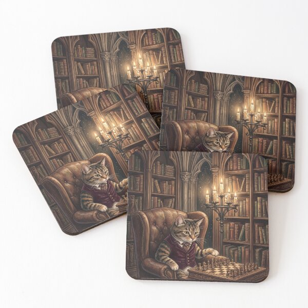Item preview, Cat Philosopher Playing Chess - Dark Academia Storybook Notebook designed and sold by MissoStudio.