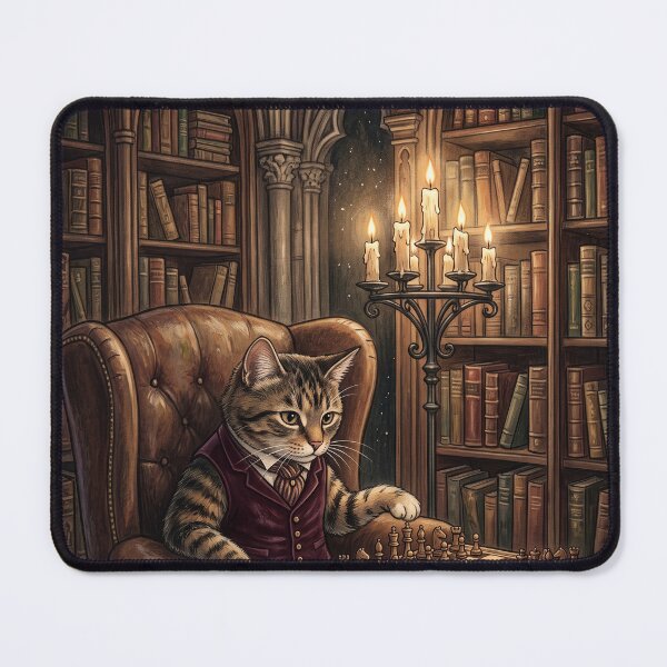 Item preview, Cat Philosopher Playing Chess - Dark Academia Storybook Notebook designed and sold by MissoStudio.