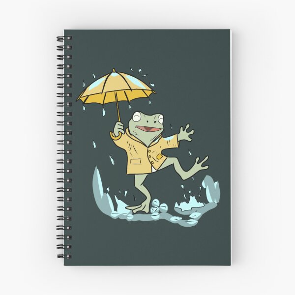 Item preview, Frog Dancing in Rain with Yellow Umbrella Cute Goblincore Illustration  designed and sold by LeshanArt.