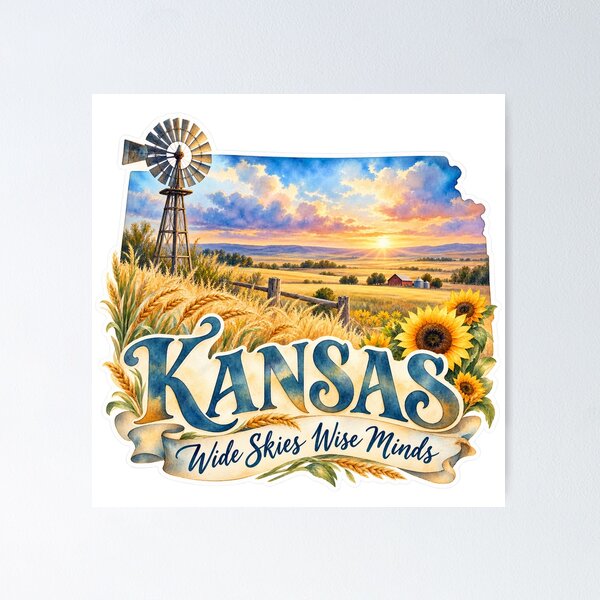 Item preview, Kansas Wide Skies Wise Minds designed and sold by Whimspired By Paxx.