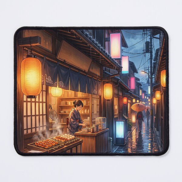 Item preview, Rainy Night Kyoto Dango Stall - Cozy Anime Aesthetic Notebook designed and sold by MissoStudio.