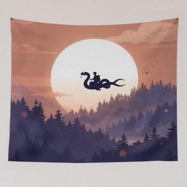 Item preview, Silhouette of Wizard on Flying Dragon designed and sold by IdeallArts.