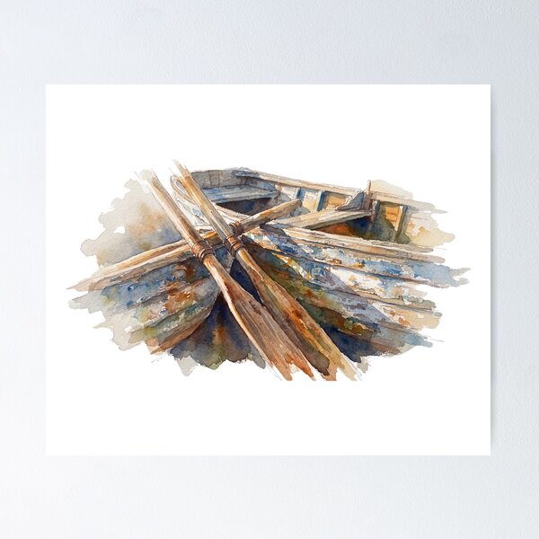 Item preview, Vintage Rowboat & Oars Watercolour Art designed and sold by made by Golightly x.