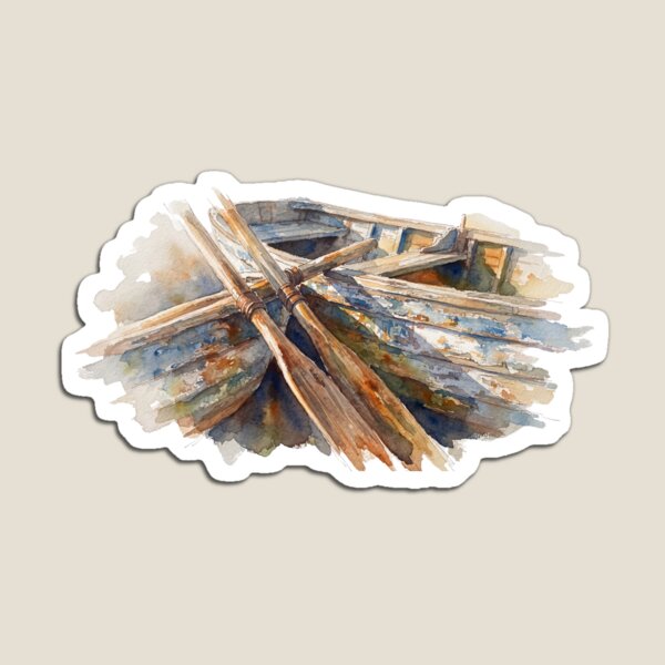 Item preview, Vintage Rowboat & Oars Watercolour Art designed and sold by made by Golightly x.