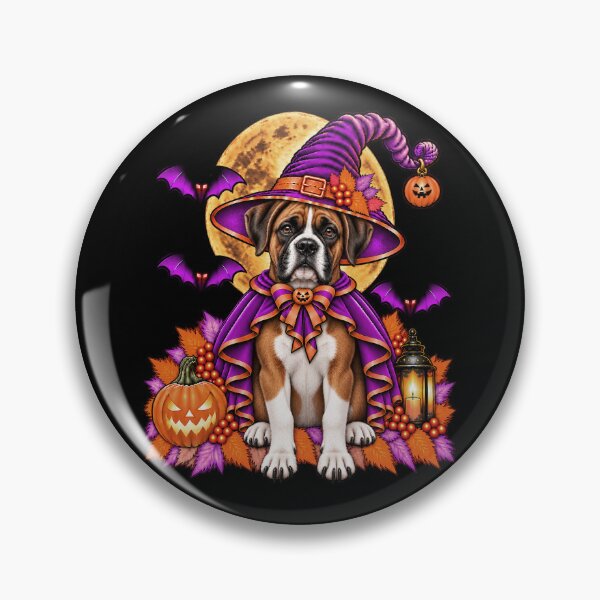 Item preview, Boxer Dog Halloween Witch Costume & Spooky Pumpkin designed and sold by PixelsPaws.