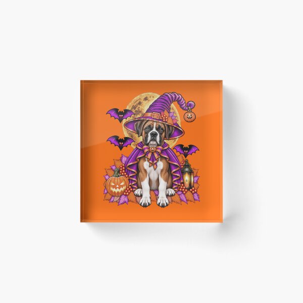 Item preview, Boxer Dog Halloween Witch Costume & Spooky Pumpkin designed and sold by PixelsPaws.
