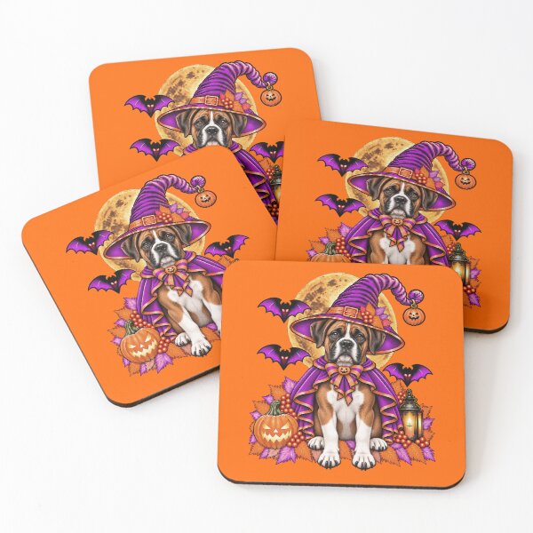 Item preview, Boxer Dog Halloween Witch Costume & Spooky Pumpkin designed and sold by PixelsPaws.