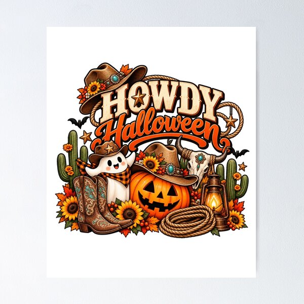 Item preview, Howdy Halloween Shirt – Western Pumpkin Ghost Cowboy Design designed and sold by meme2525.